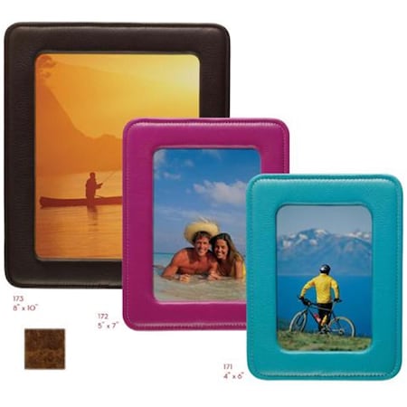 5in. X 7in. Rounded Corner Leather Photo Frames - Cognac